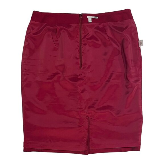 Rich Ruby Red Pencil Skirt — Lined Winter Workwear Essential, Size 10 - Picture 10 of 12